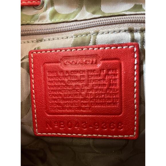 Rare Vtg Coach legacy leather drawstring backpack red 9368 - Picture 10 of 10